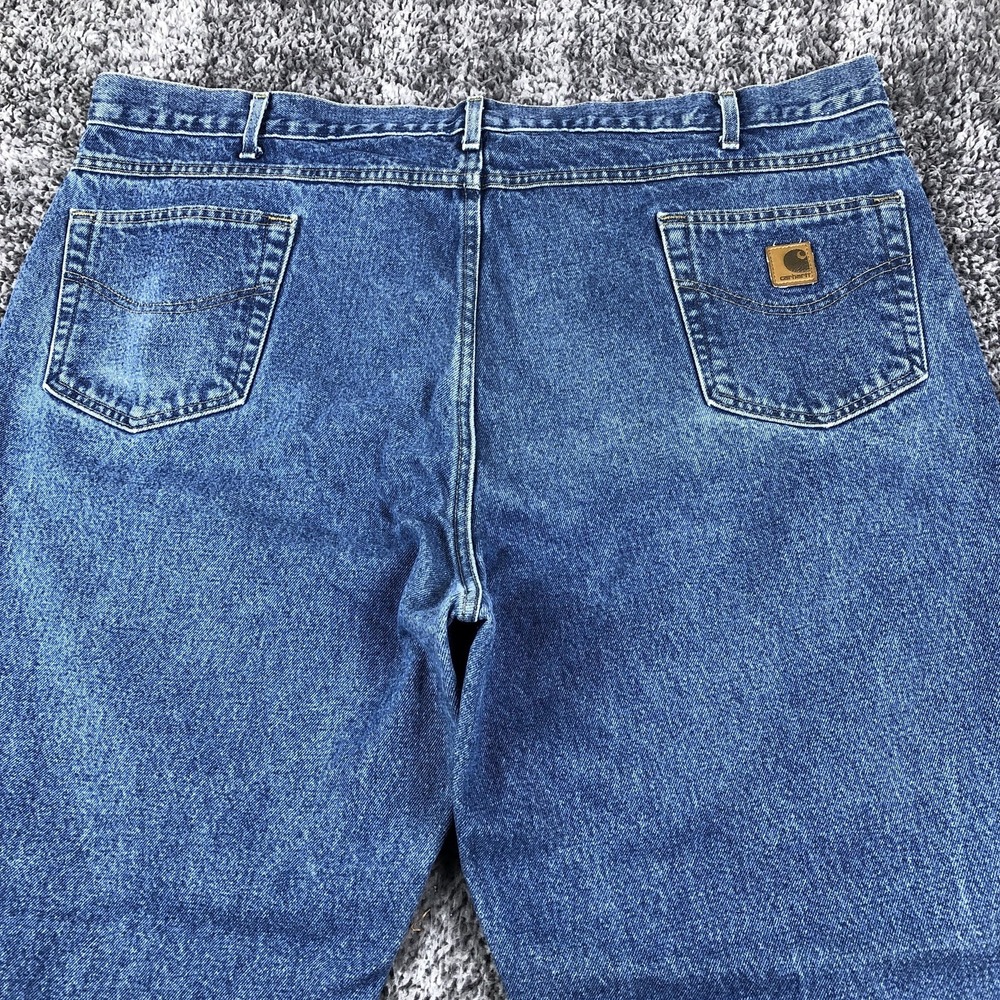 Carhartt Jeans Mens 46x32 Blue B160 DST Relaxed Fit Straight Leg Denim Workwear